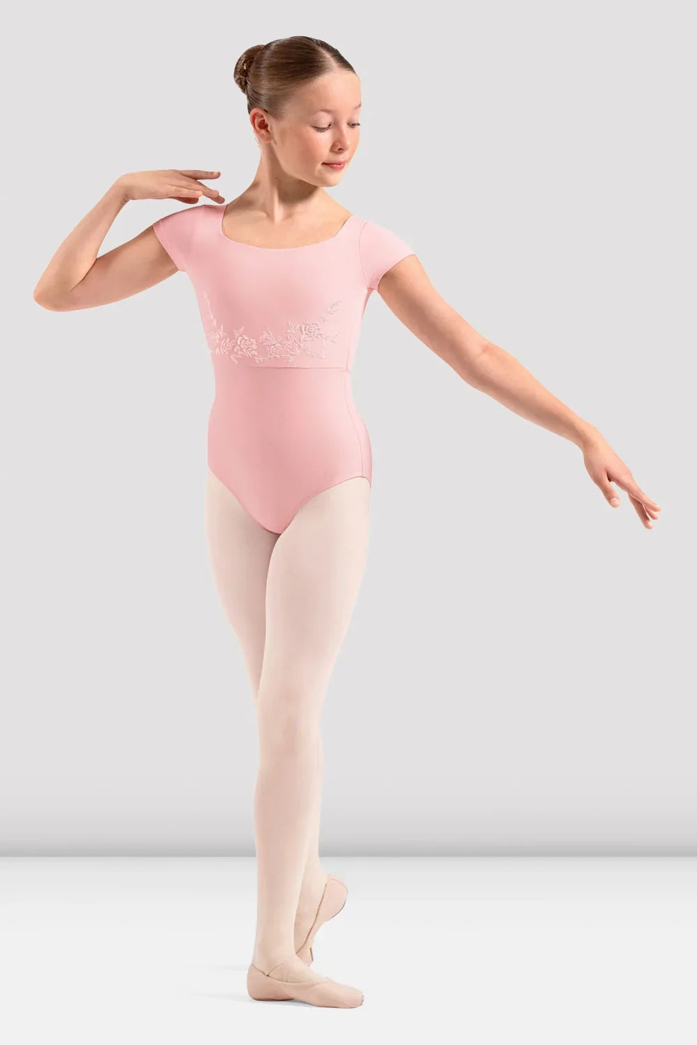 Mirella Adagio Kids Floral Embroidered Cap Sleeve Leotard M20013C