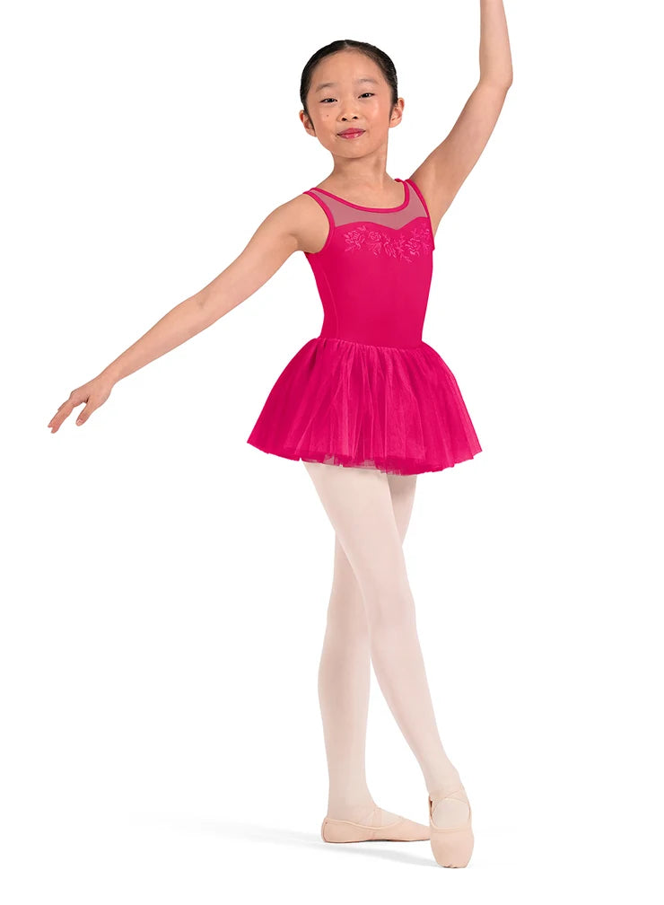 MIRELLA FLORAL EMBROIDERED MESH TANK TUTU BALLET DRESS - M50011C GIRLS