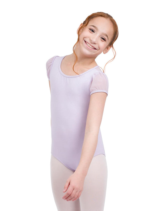Puff Sleeve Keyhole Back Leotard - Girls 11311C
