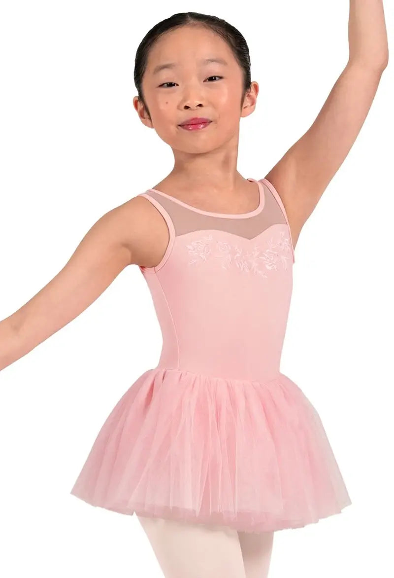MIRELLA FLORAL EMBROIDERED MESH TANK TUTU BALLET DRESS - M50011C GIRLS