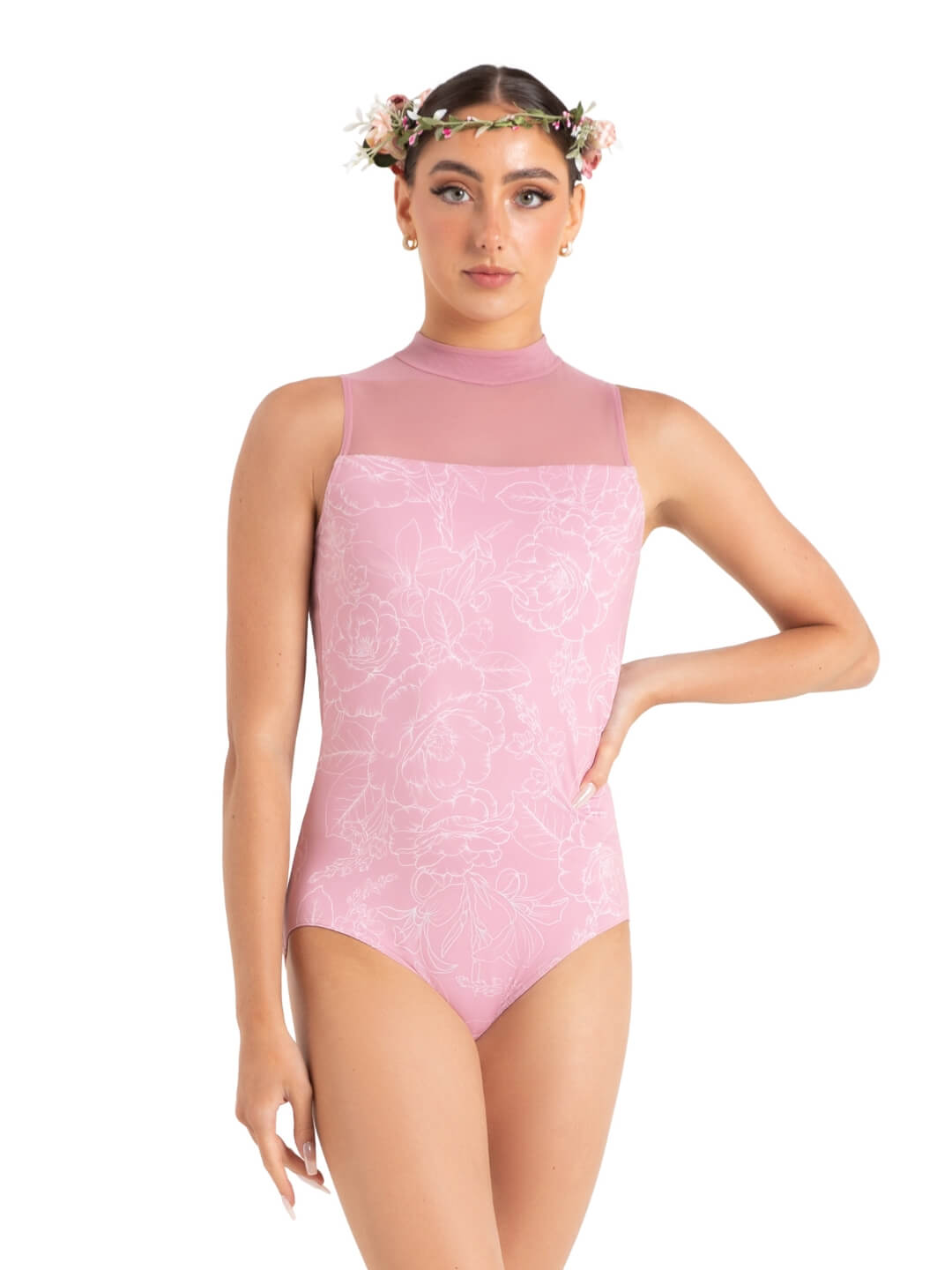 Wildflower Hyacinth High Neck Leotard 12087W
